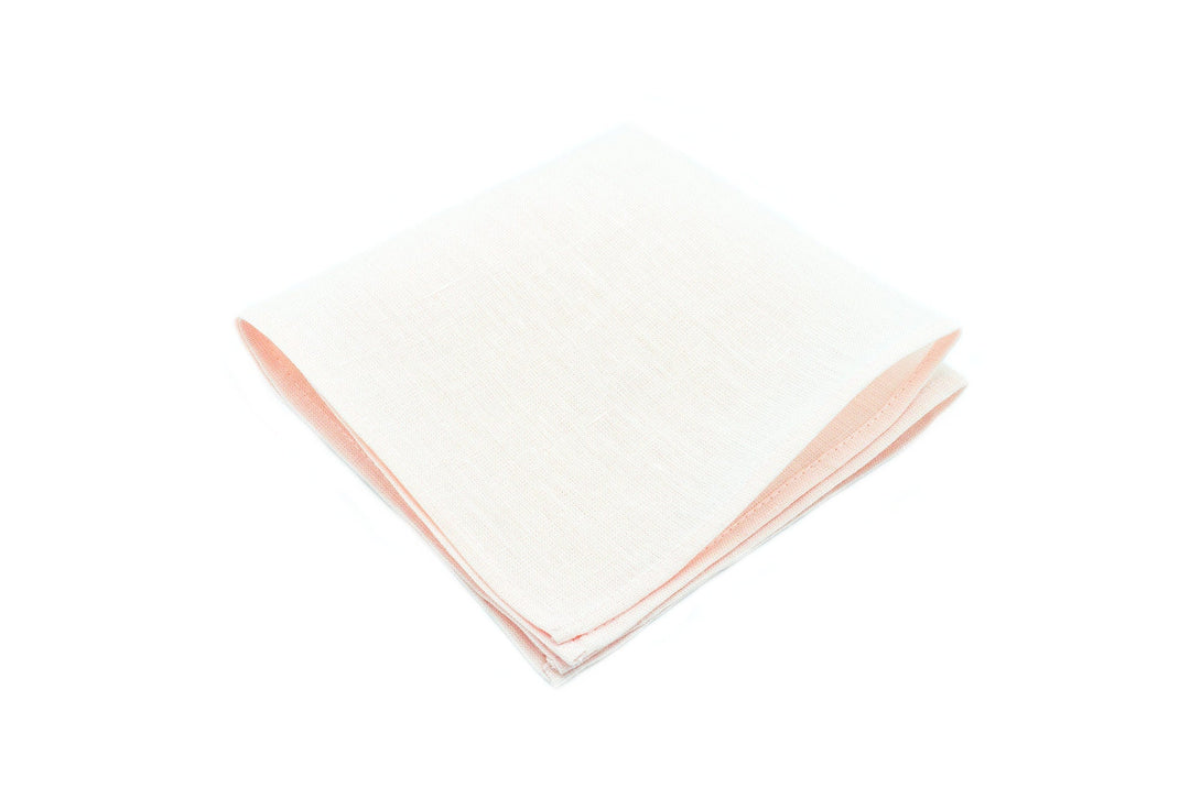 Light Blush Peach linen pocket square / handkerchief available with matching wedding tie for groomsmen / Groom pre wedding gift from bride