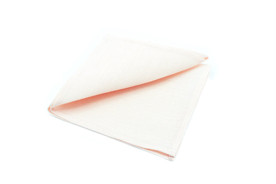 Light Blush Peach linen pocket square / handkerchief available with matching wedding tie for groomsmen / Groom pre wedding gift from bride