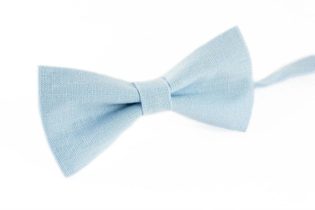 Ice blue linen pre-tied men's wedding bow ties and neckties / Classic daddy and son bow ties for fathers day gift