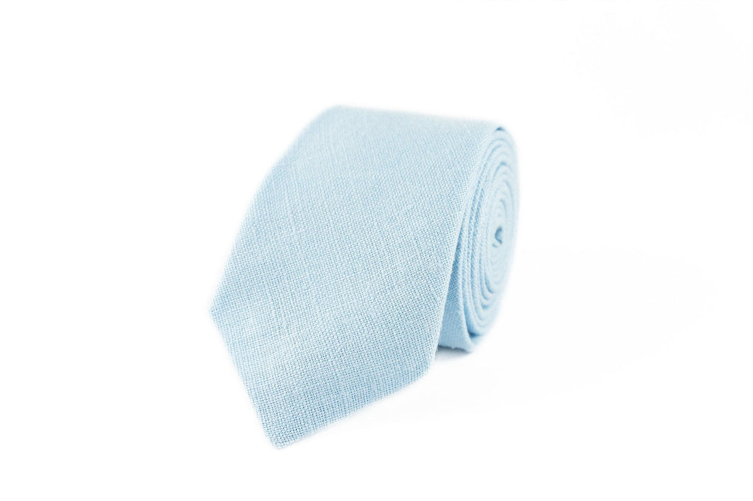 Ice blue linen pre-tied men's wedding bow ties and neckties / Classic daddy and son bow ties for fathers day gift