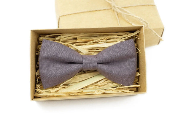 Dusty purple linen classic wedding bow ties / Bow ties for men and toddler baby boys