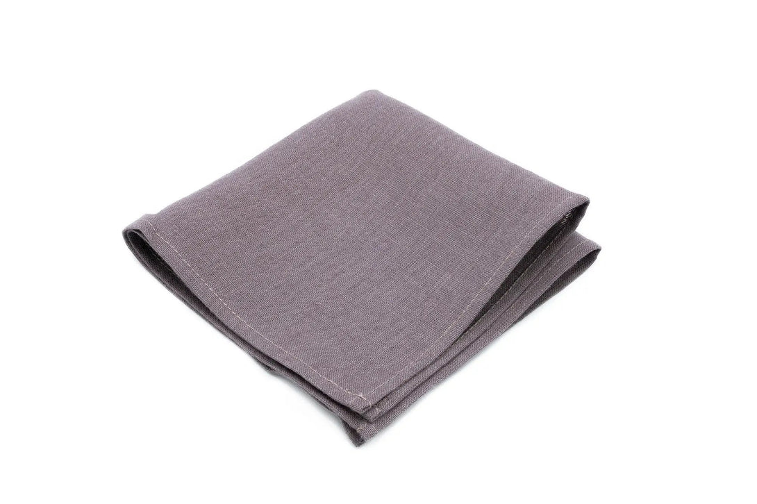 Dusty purple color linen pocket square / handkerchief available with matching wedding necktie for groomsmen proposal gift