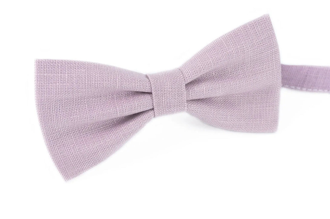 Pale purple pre-tied linen butterfly men's bow tie for weddings / Groomsmen proposal gift ideas