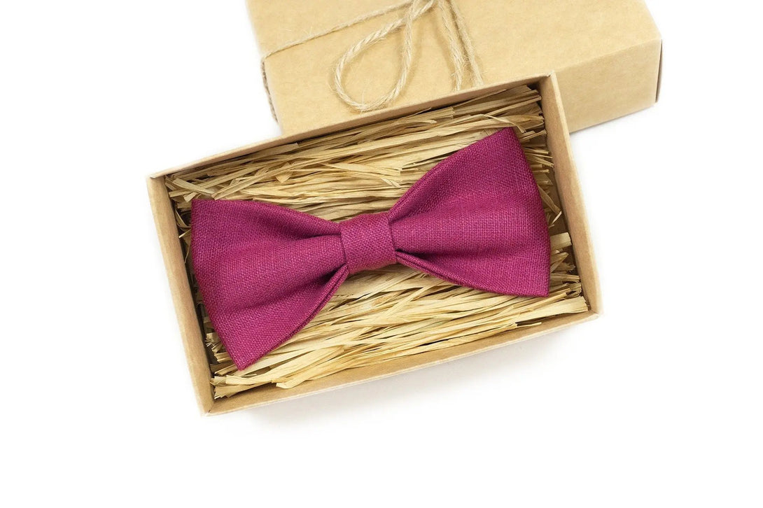 Cyclamen Pink best men ties for weddings available with matching pocket square / Boys bow tie