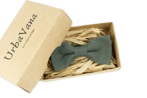 Dark Dusty Sage green mens wedding bow ties for groomsmen and groom