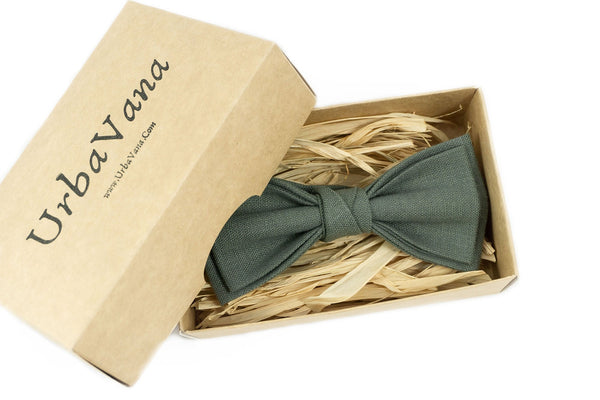 Dark Dusty Sage pre-tied bow ties for men and baby toddler boys