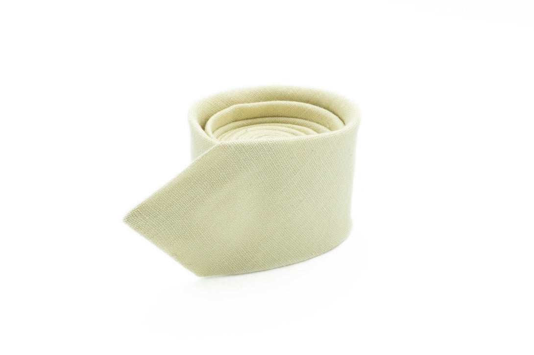 Beige classic pre-tied wedding bow ties made from eco-friendly linen