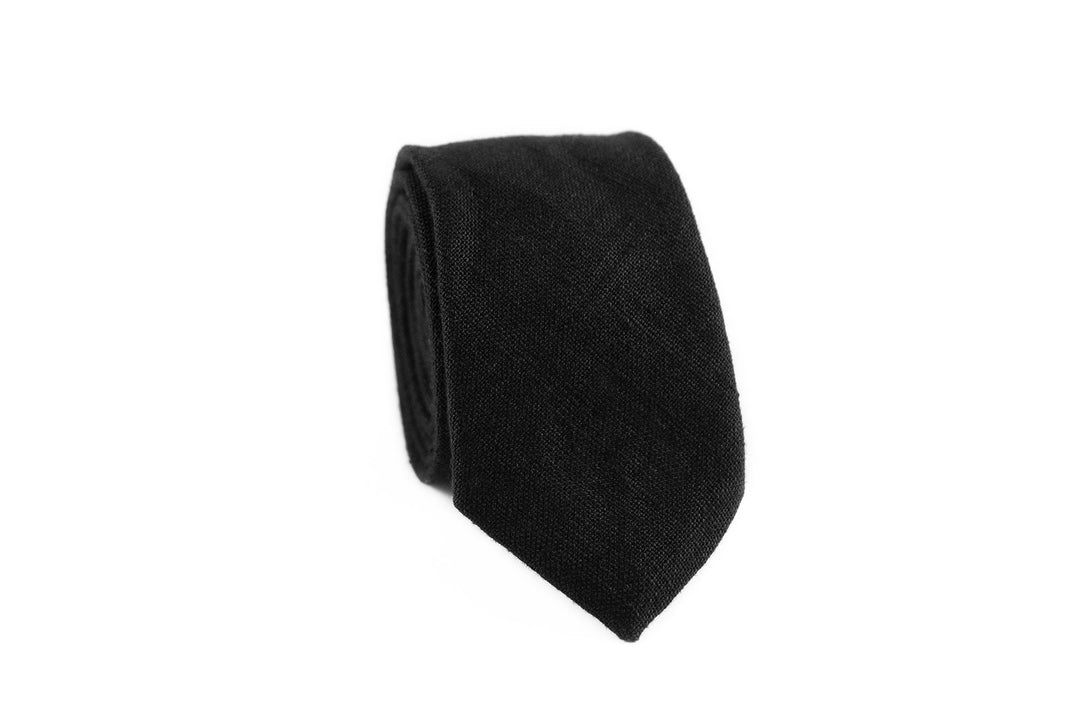 Black linen classic bow ties - black best mens ties for wedding