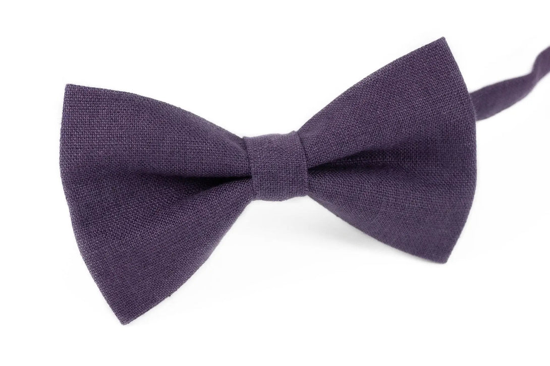 Dark purple linen men's bow tie as unique birthday gift for men or fathers day gift / Necktie for man