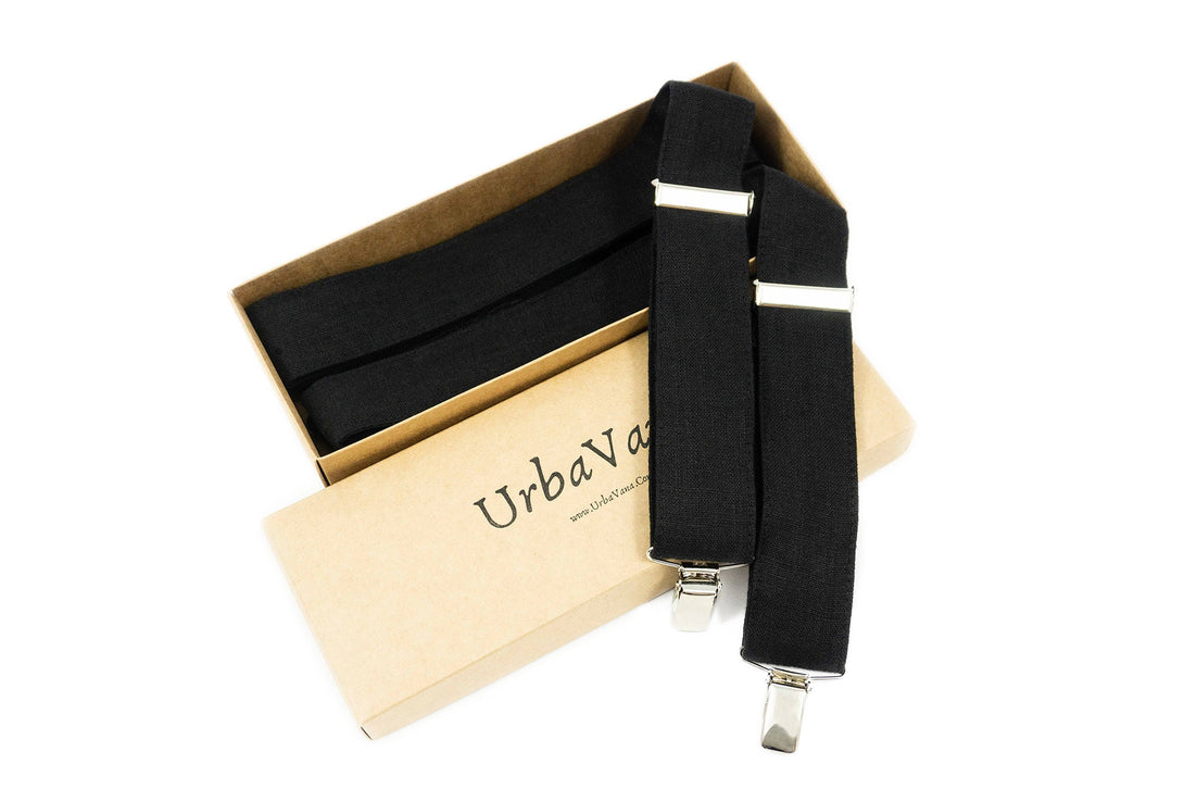 Black color Y-back wedding suspenders for groomsmen and groom