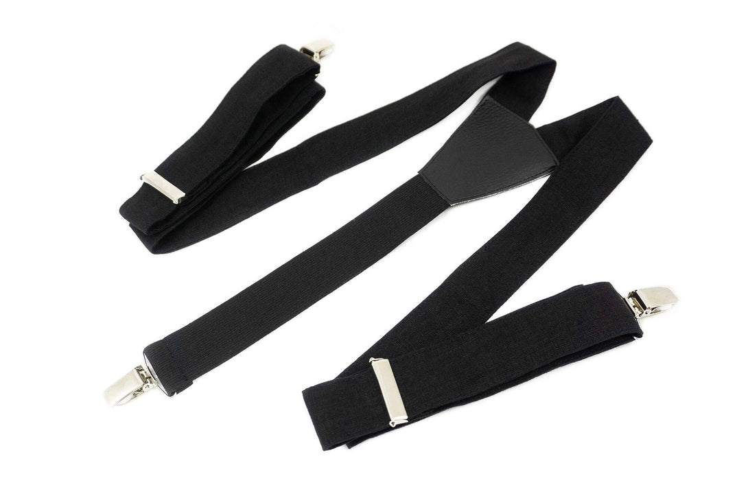 Black color Y-back wedding suspenders for groomsmen and groom