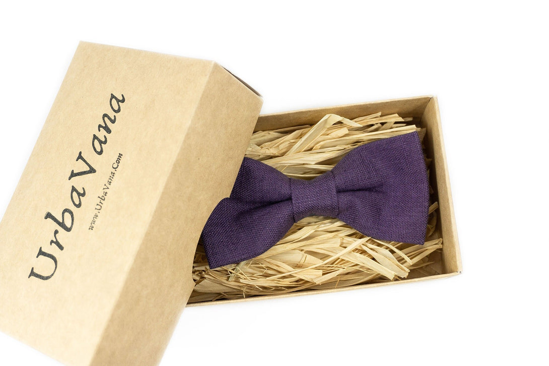 Purple linen wedding bow ties for men - baby boys bow ties