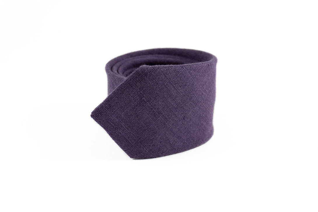 Purple handmade pre-tied linen bow ties