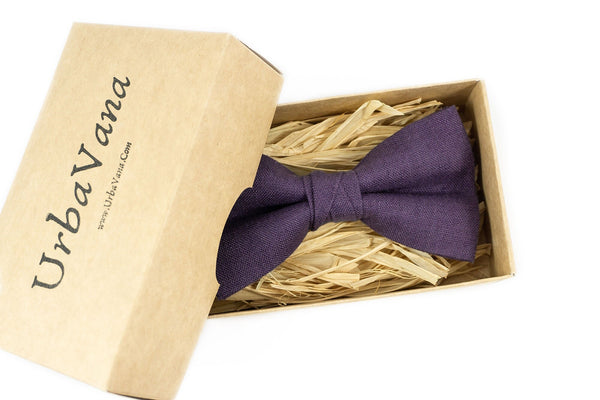 Purple linen bow ties for weddings - wedding bow ties for groomsmen