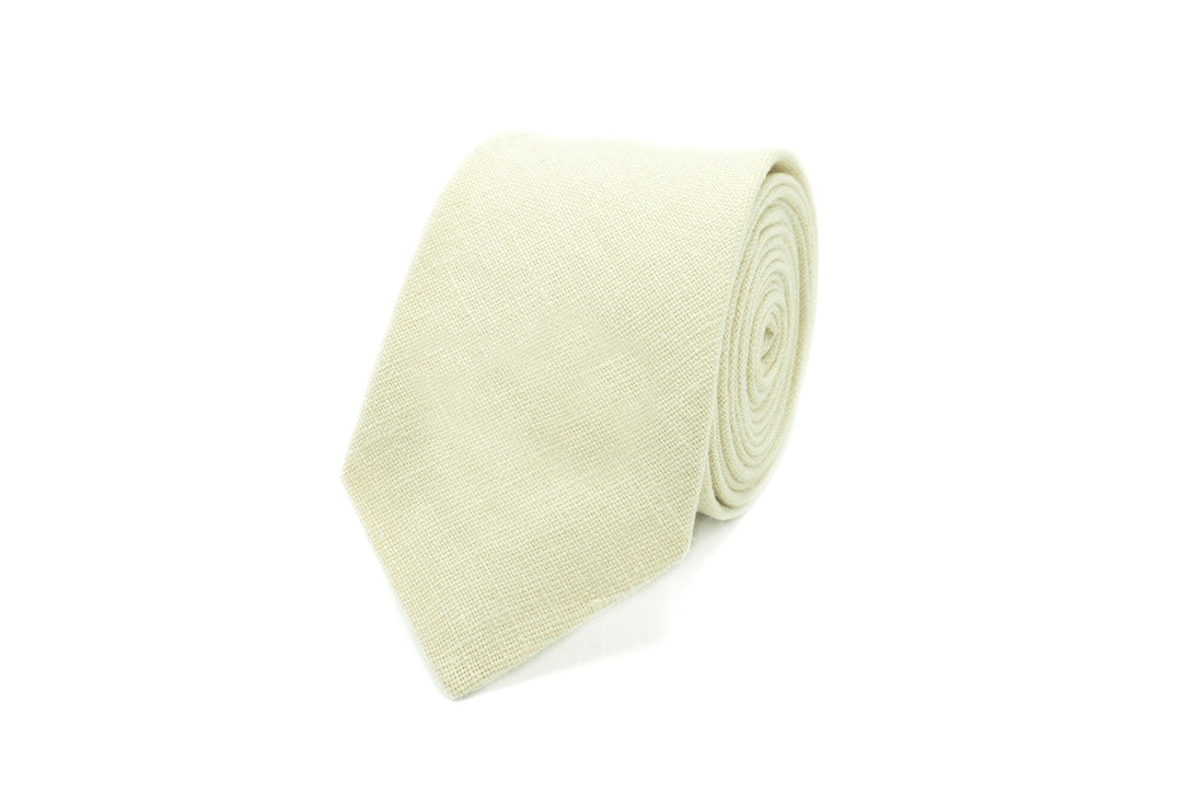 Sand color linen best men ties for weddings available with matching pocket square / Anniversary gift for husband or boyfriend