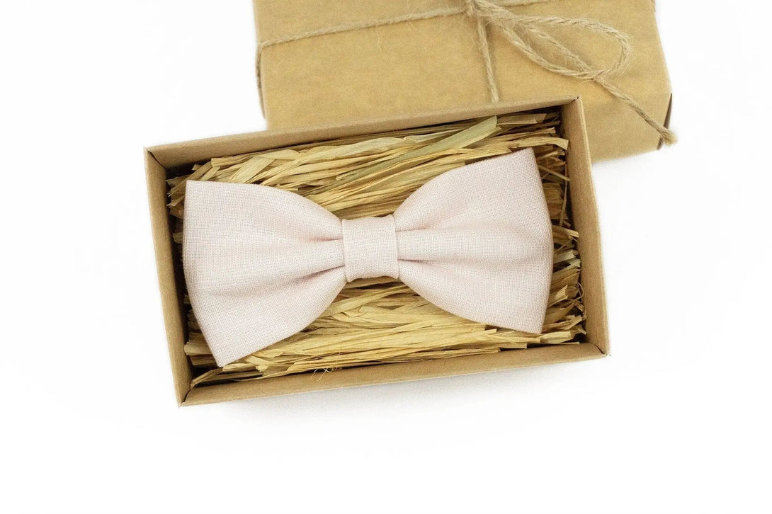 Light Blush Peach wedding bow ties for groomsmen proposal gift and ring bearer gift / Necktie for man available with matching pocket square