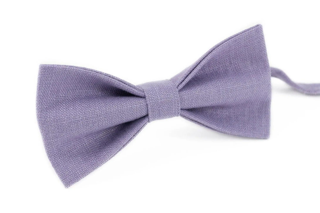 Lavender color linen wedding bow ties for groomsmen proposal gift / Necktie for man