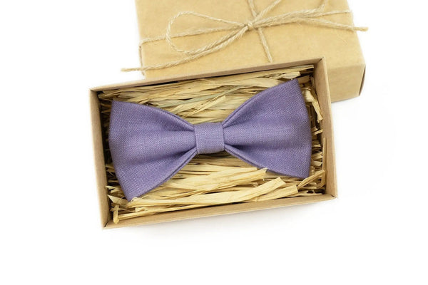 Lavender color linen wedding bow ties for groomsmen proposal gift / Necktie for man