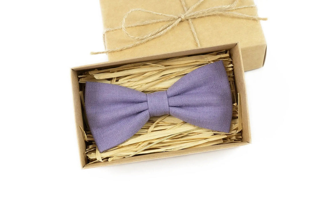 Lavender color linen bow ties for men and baby toddler boys / Lavender neckties for summer weddings