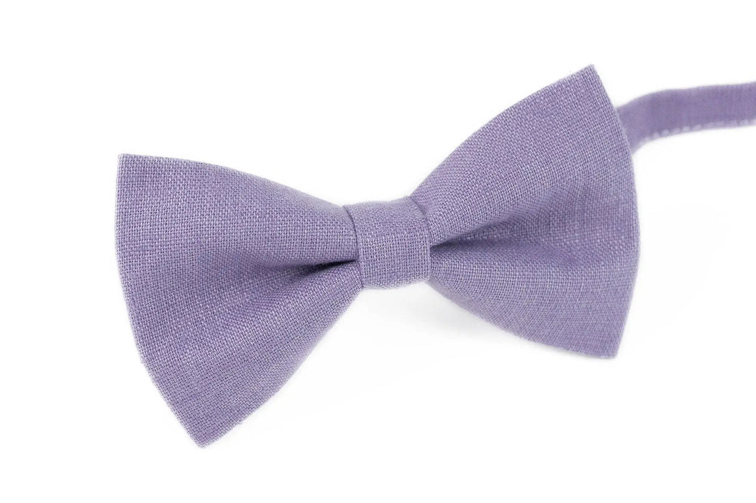 Lavender color linen pre-tied men's bow ties / Ring bearer or groomsmen tie for weddings