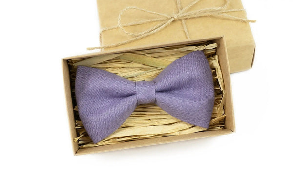 Lavender color linen pre-tied men's bow ties / Ring bearer or groomsmen tie for weddings