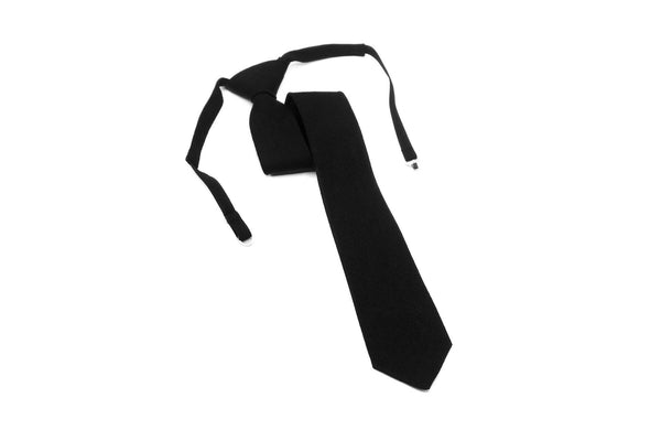 BLACK color Pre - Tied linen necktie for formal event or gift for men available with matching pocket square / Pre - Tied Boy's BLACK necktie