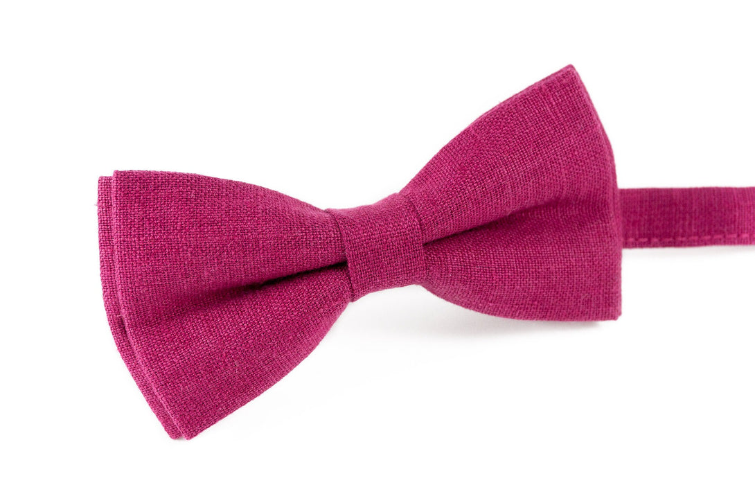 Cyclamen color linen bow ties for men