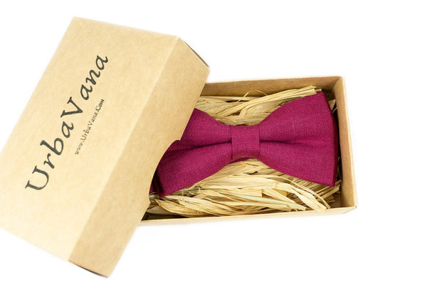 Cyclamen color linen bow ties for men