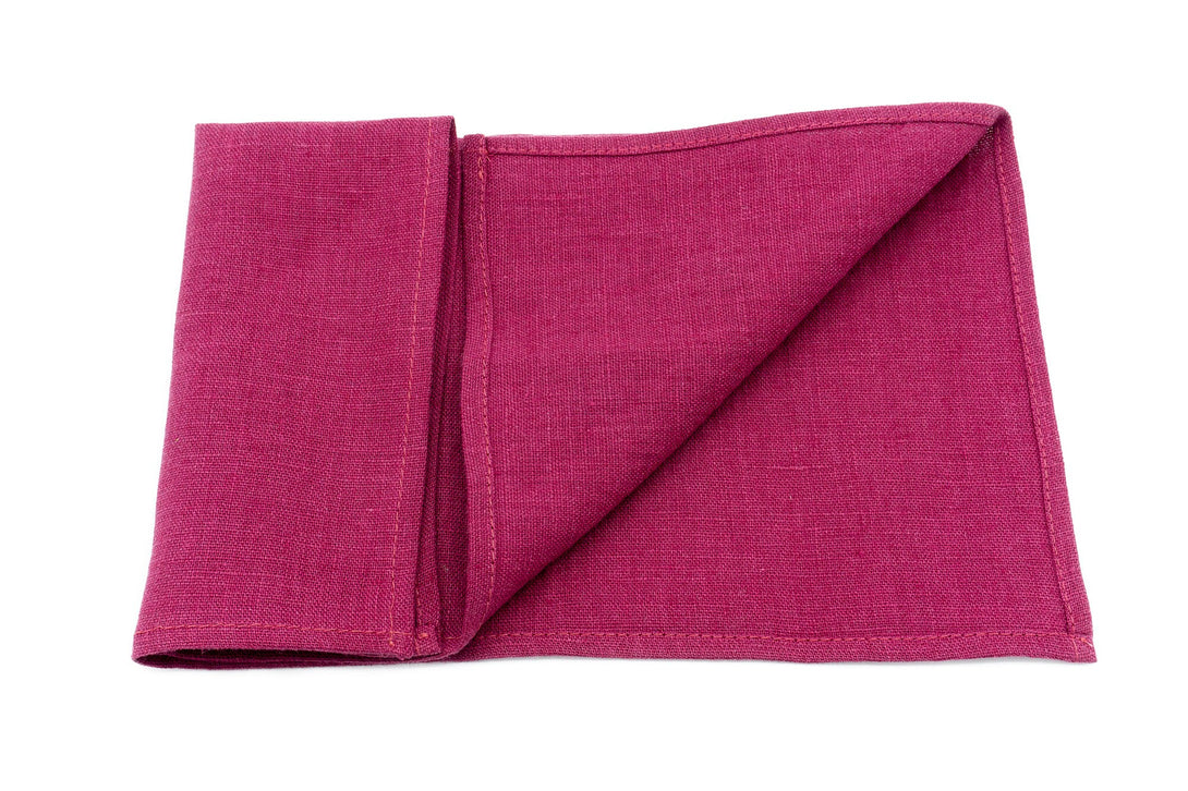 Cyclamen color linen pocket square or handkerchief for men available with matching Deep pink bow tie or necktie