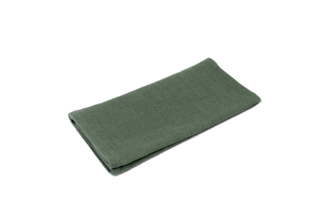 Dark Dusty Sage green color linen pocket square