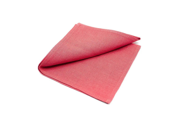 Coral color linen pocket square / handkerchief available with men's skinny or slim necktie / Groomsmen ties for weddings