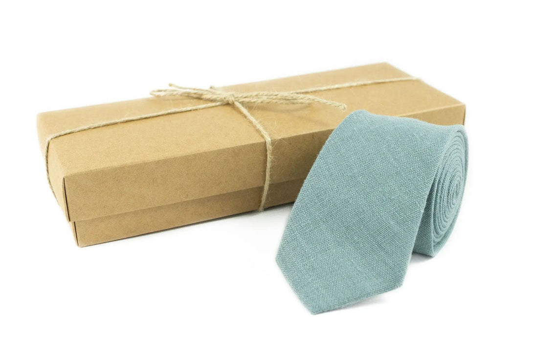 Mint Gray color linen pre-tied best men ties for weddings available with matching pocket square / Page boy bow tie