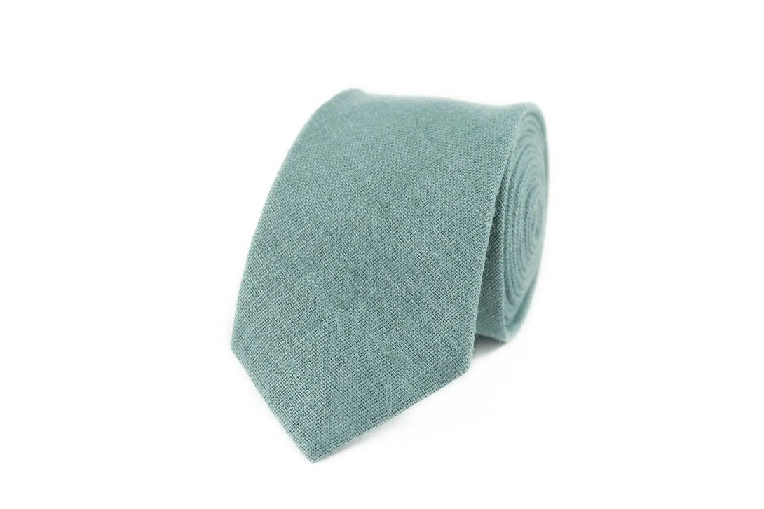 Mint Gray color linen ties for men and boys available with matching pocket square as gift for men / Wedding bow tie for groomsmen