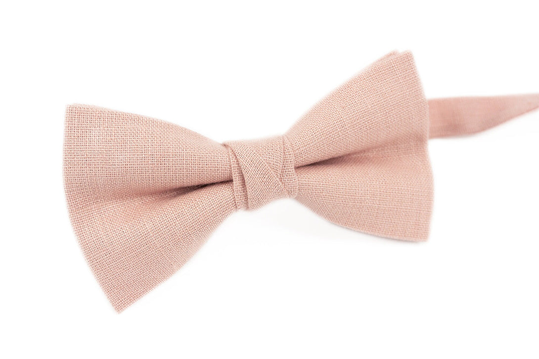 Dusty pink wedding bow ties for groomsmen - dusty pale pink linen neckties for groomsmen gift