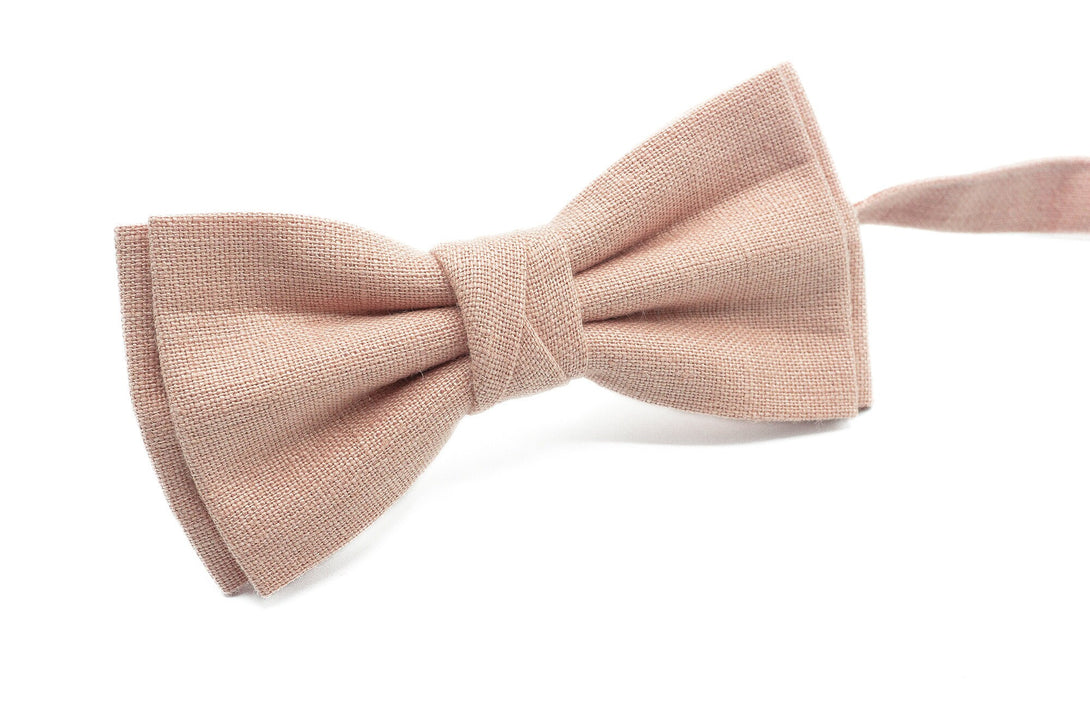 Dusty Pink linen butterfly bow ties for men and toddler boys / Groomsmen wedding bow ties available with matching pocket square