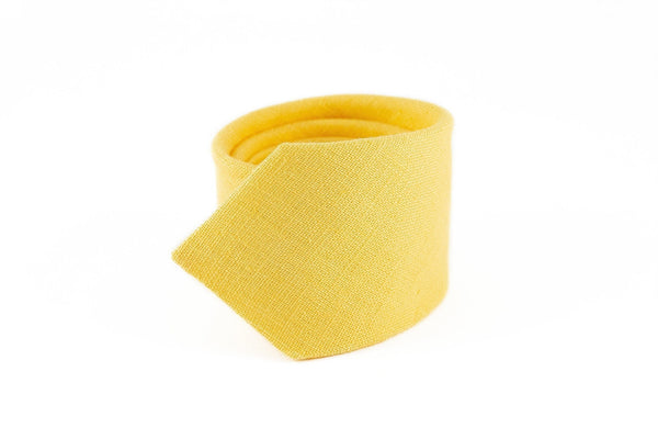 Yellow linen necktie for men and groomsmen neckties for weddings