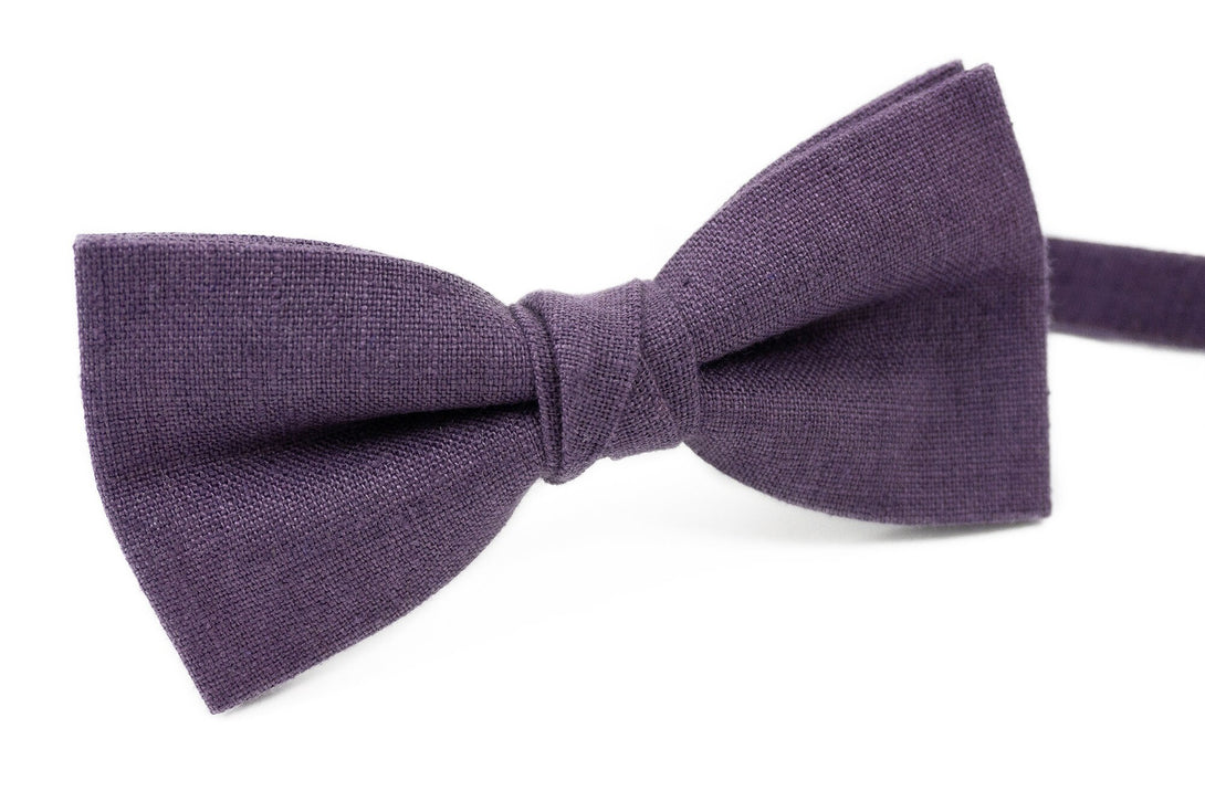 Purple handmade pre-tied linen bow ties