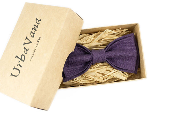 Purple pre-tied bow tie for weddings - groomsmen bow tie