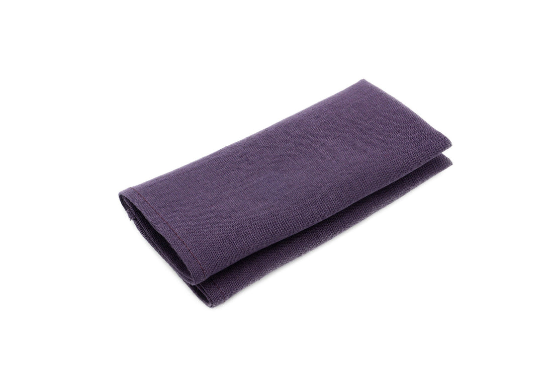 Purple linen necktie for men and matching pocket square