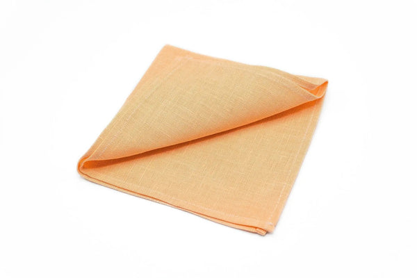 Peach color linen pocket square / handkerchief available with matching wedding necktie for groomsmen and groom / Gift for men