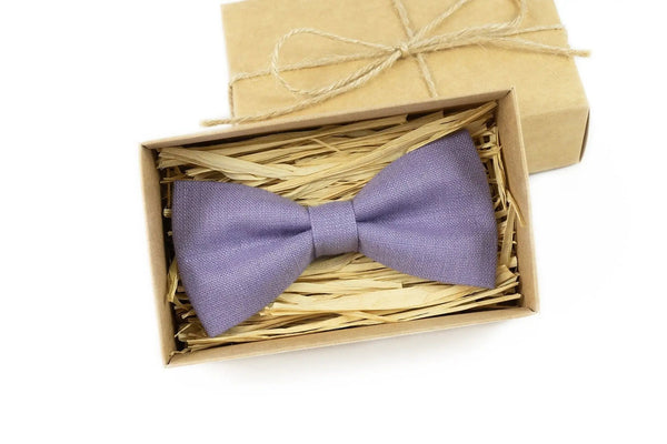 Lavender color classic linen best men ties for weddings / Daddy and son bow ties for fathers day gift