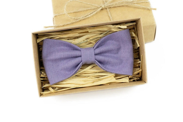 Lavender color pre-tied groomsmen tie for weddings available with matching handkerchief / Gift for men