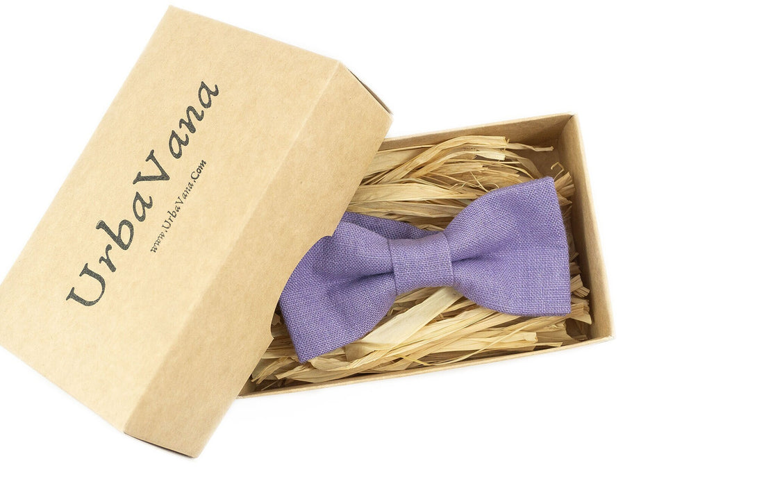Lavender color pre-tied mens bow tie