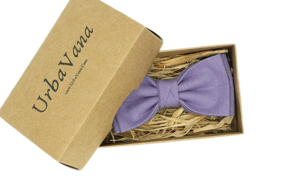 Lavender color butterfly wedding bow ties for men available with matching pocket square / Lavender color necktie for man