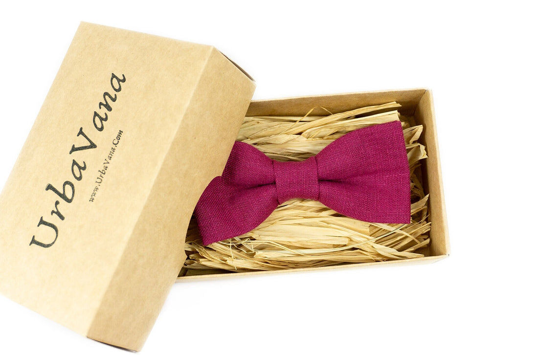 Cyclamen color wedding bow ties for groomsmen