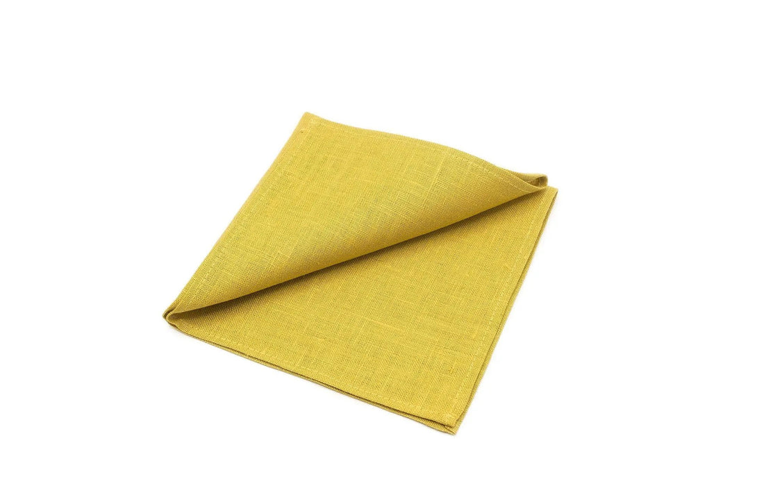 Yellow Mustard color wedding necktie for groomsmen proposal gift / Linen best men ties