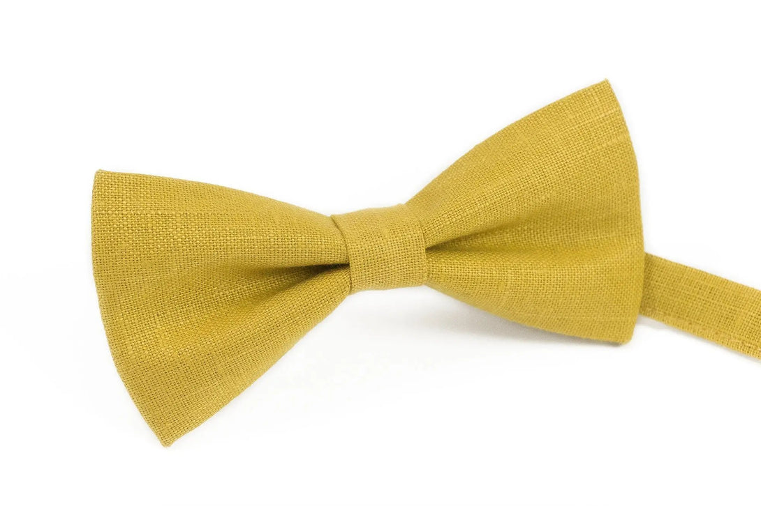 Yellow Mustard pre-tied bow ties for man and baby boys / Skinny slim standard wedding necktie for man