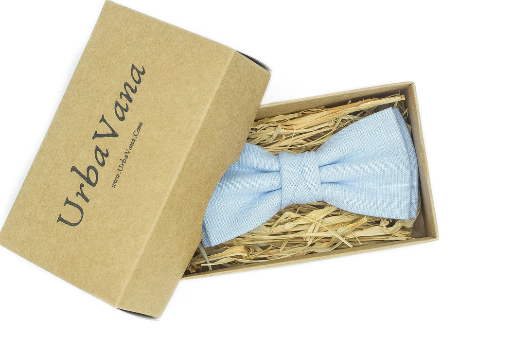 Light blue men's bow ties for wedding or unique gift for men / Ice blue bow ties for men available with matching pocket square