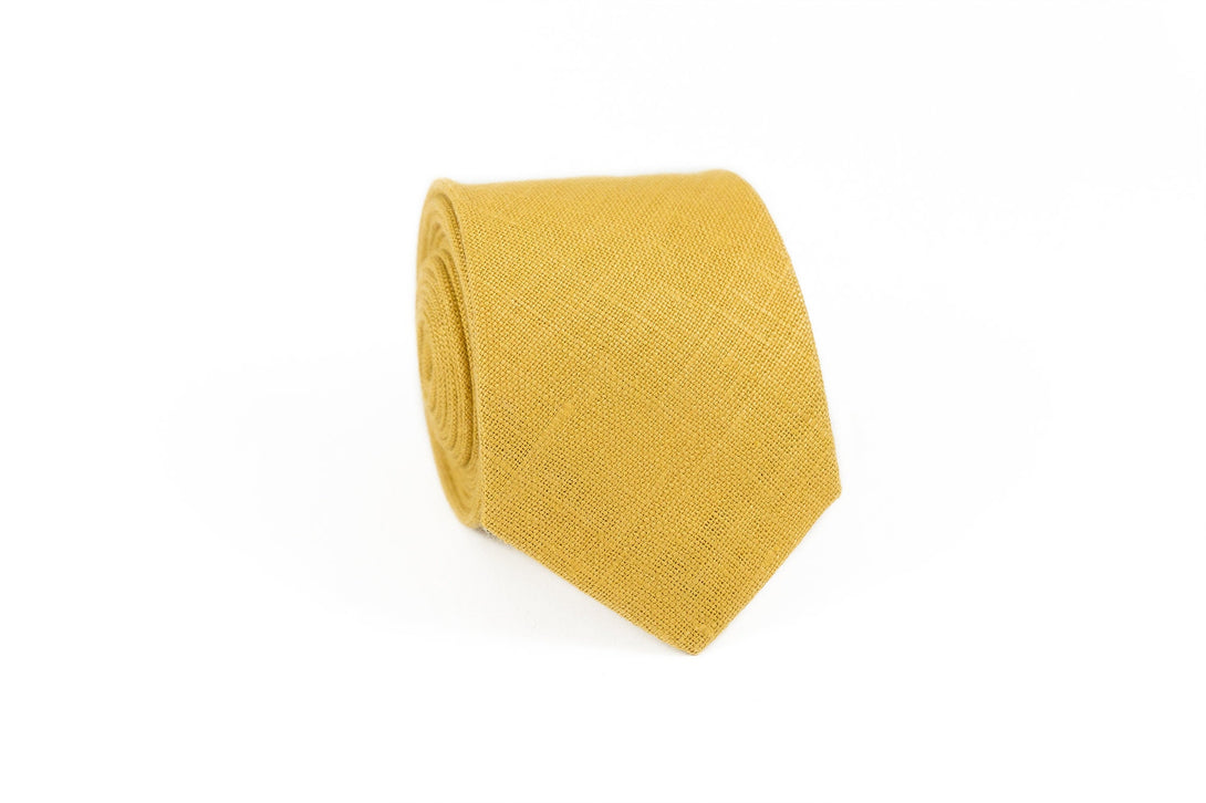 Yellow mustard linen necktie