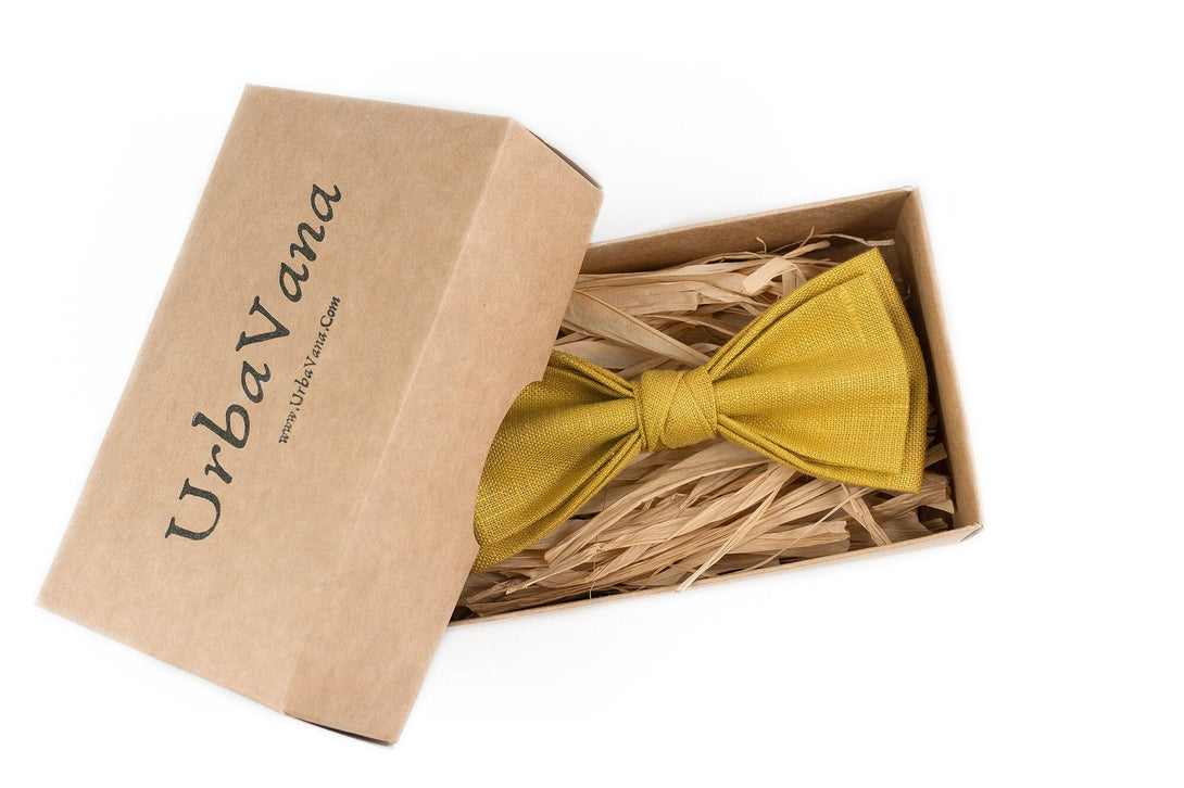 Yellow mustard wedding bow ties for groomsmen gifts